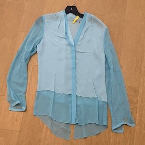 Elie Tahari Blue Sheer Women's Top XS